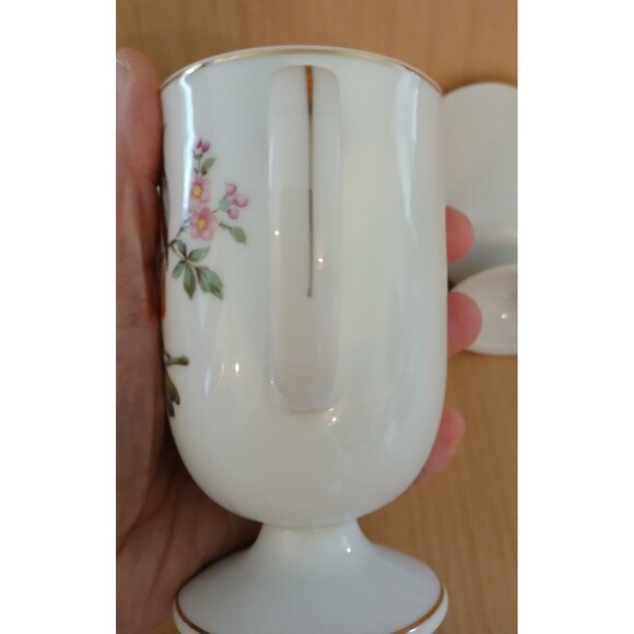 Fine Porcelain Birds Pedestal Mug Set 16 oz 4-Piece Made in Japan Vintage - Picture 9 of 16